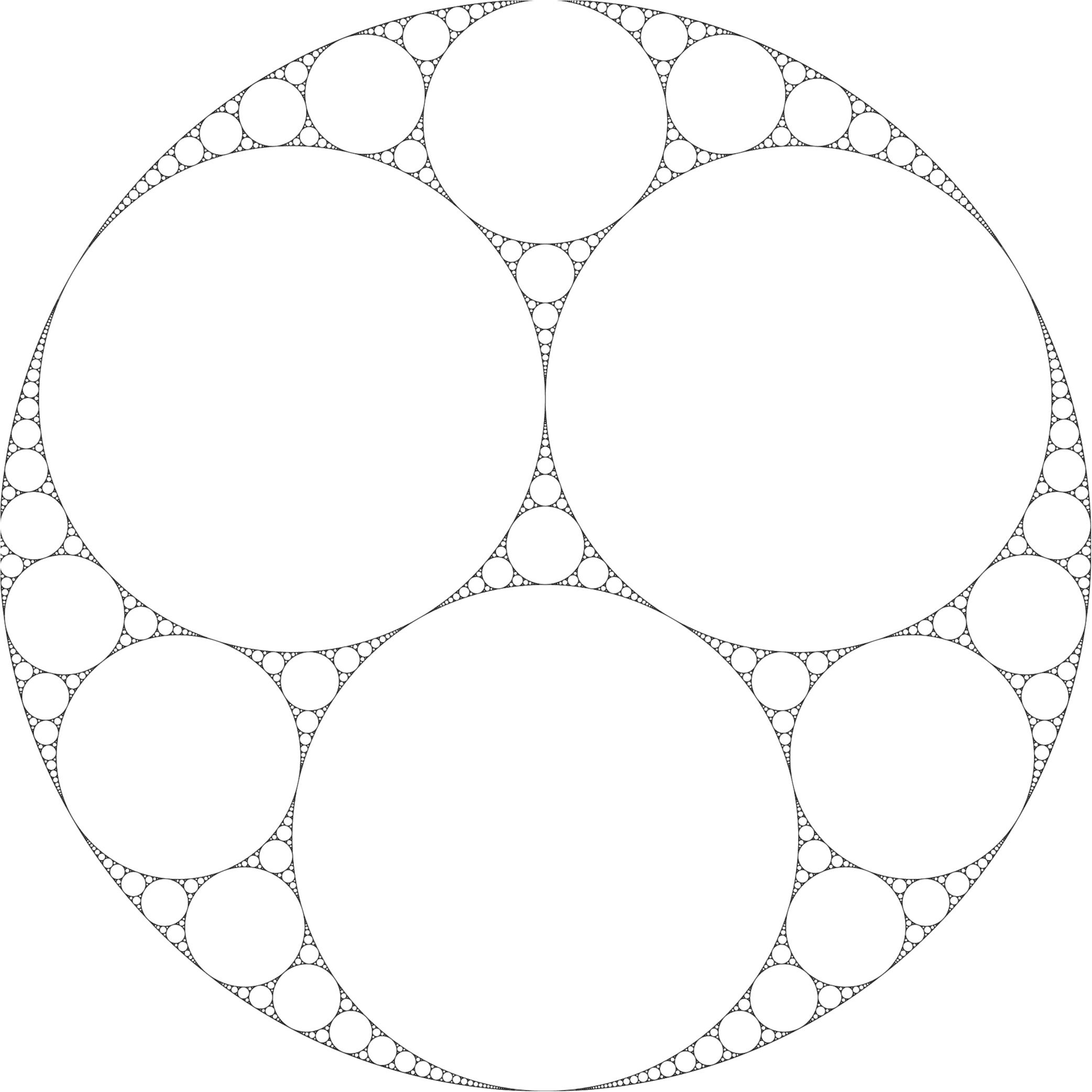 Image for the paper "Estimate for the fractal dimension of the Apollonian gasket in d dimensions"
